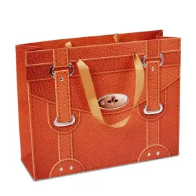 Orange Faux Leather Handbag (Large Giftbag)