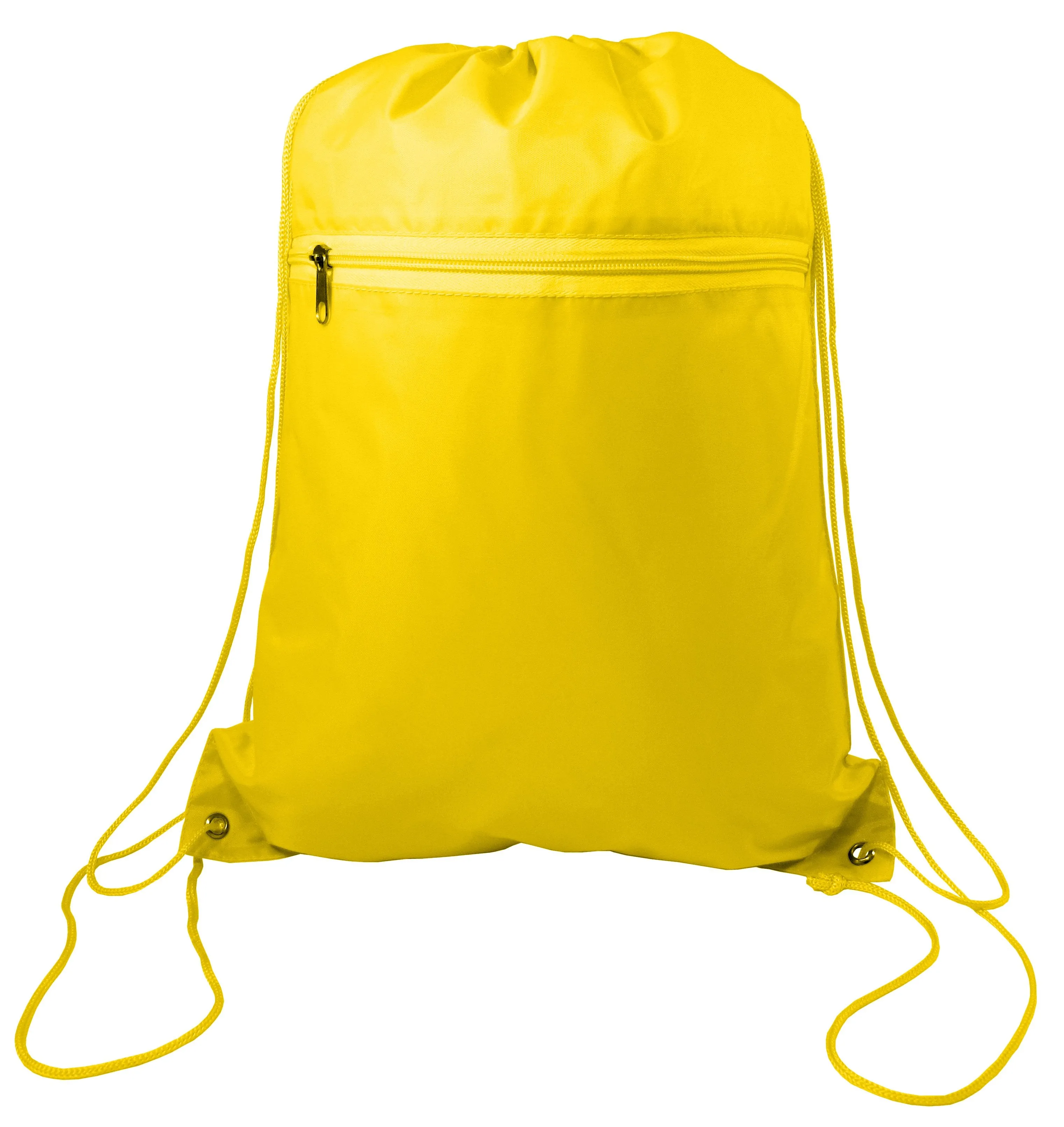 12 ct Promotional Polyester Drawstring Bags with Front Pocket - By Dozen