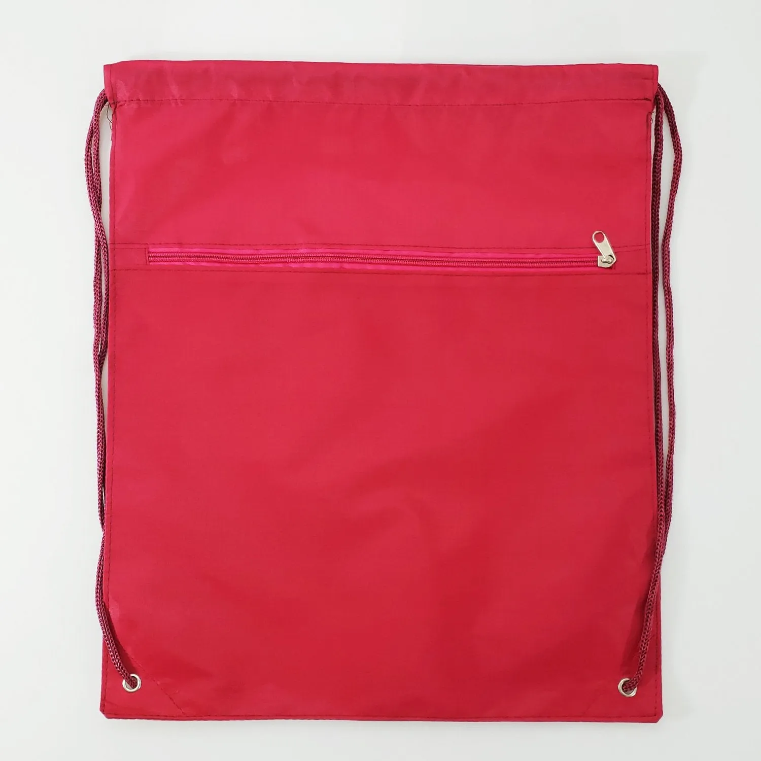 12 ct Promotional Polyester Drawstring Bags with Front Pocket - By Dozen