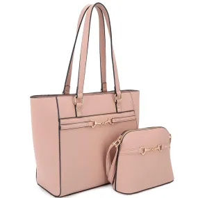 2in1 Smooth Matching Shoulder Tote Bag With Crossbody Set -5 colors