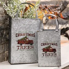 2/Set, Christmas Trees Metal Totes