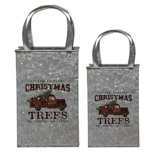 2/Set, Christmas Trees Metal Totes