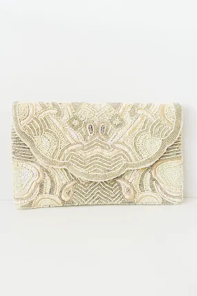 Beaded Clutch - Cream