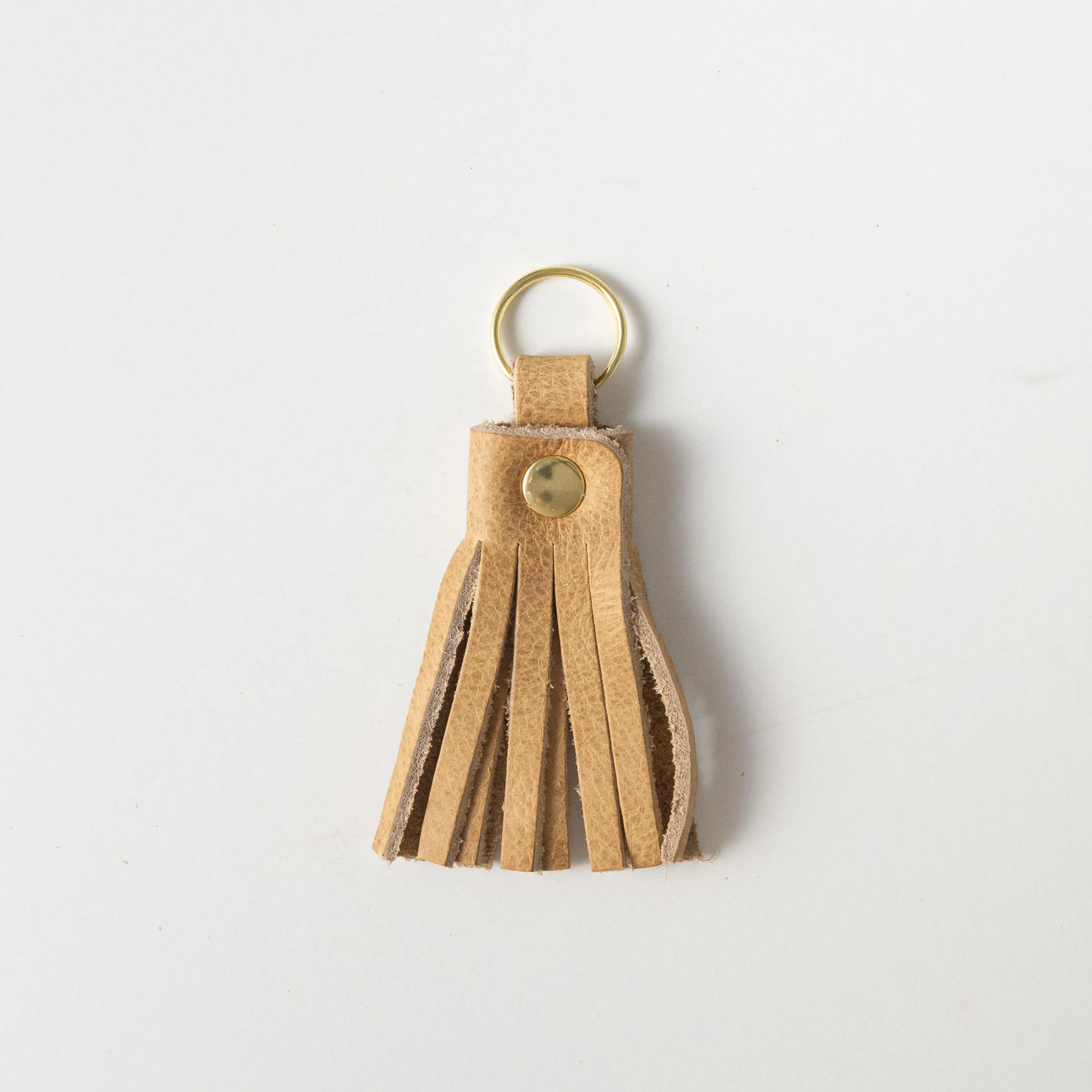 Beige Bison Tassel Keychain