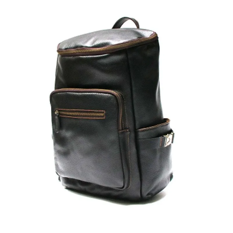 Black Coffee Mens Leather Backpacks Travel Backpacks Laptop Backpack for men