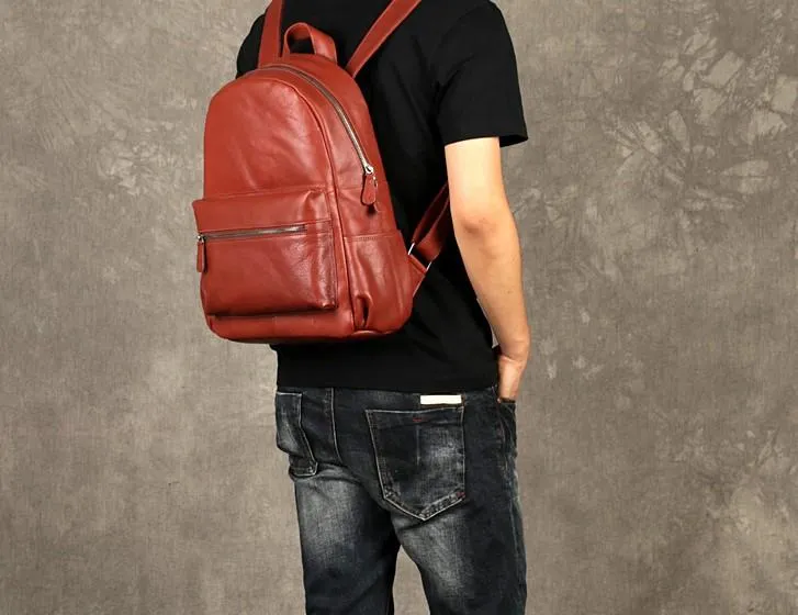 Black Leather Mens Cool Backpacks Large Travel Backpacks Hiking Backpacks for men