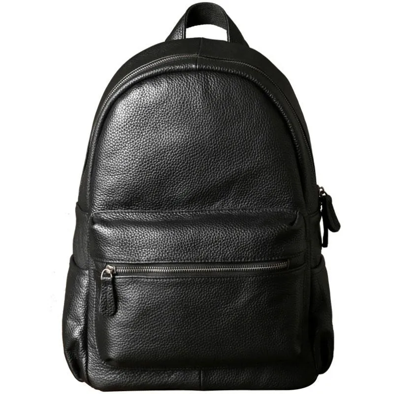 Black Leather Mens Cool Backpacks Large Travel Backpacks Hiking Backpacks for men