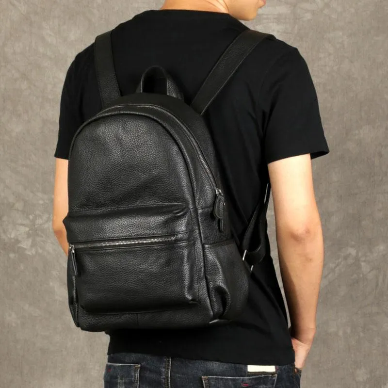 Black Leather Mens Cool Backpacks Large Travel Backpacks Hiking Backpacks for men