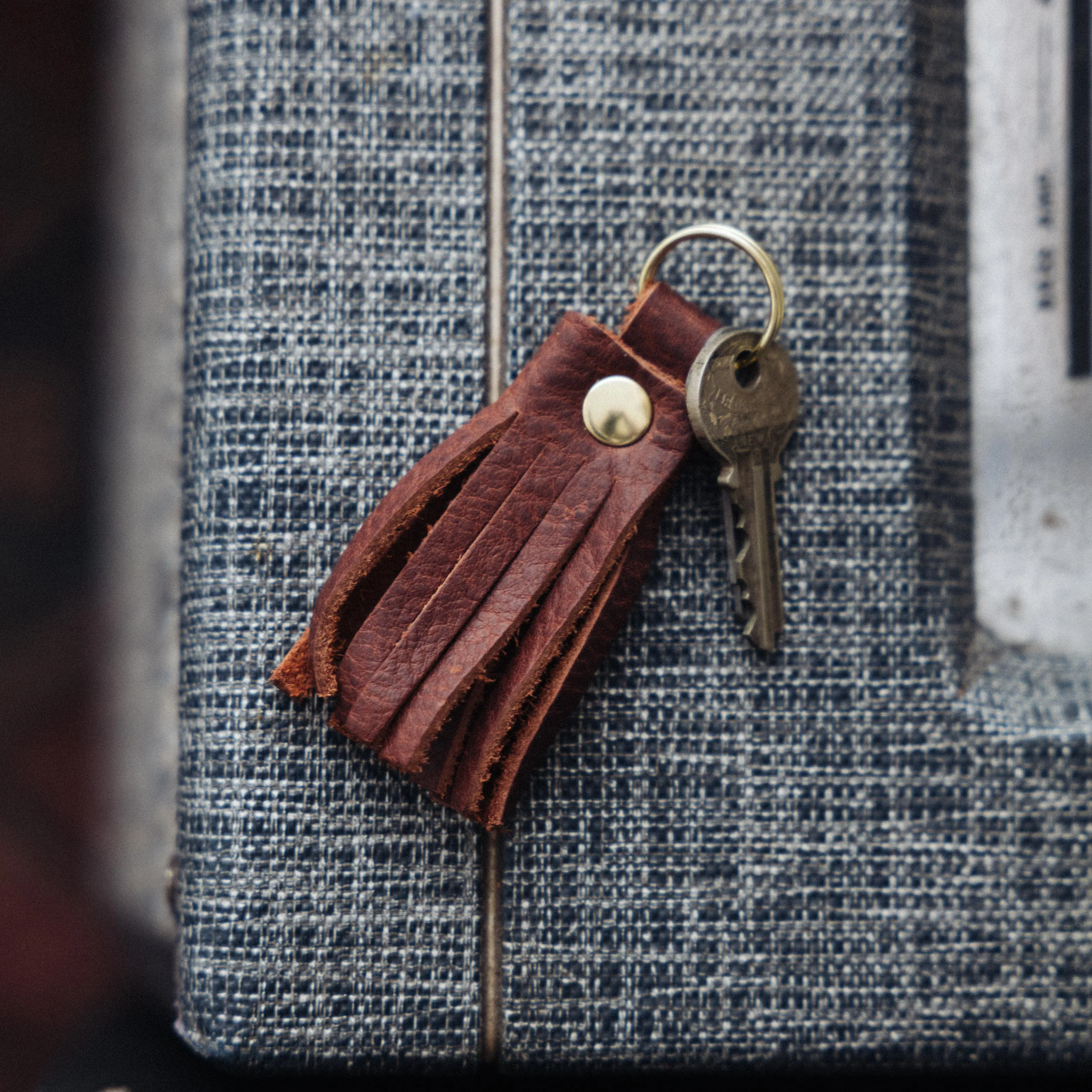 Burgundy Chromexcel Tassel Keychain