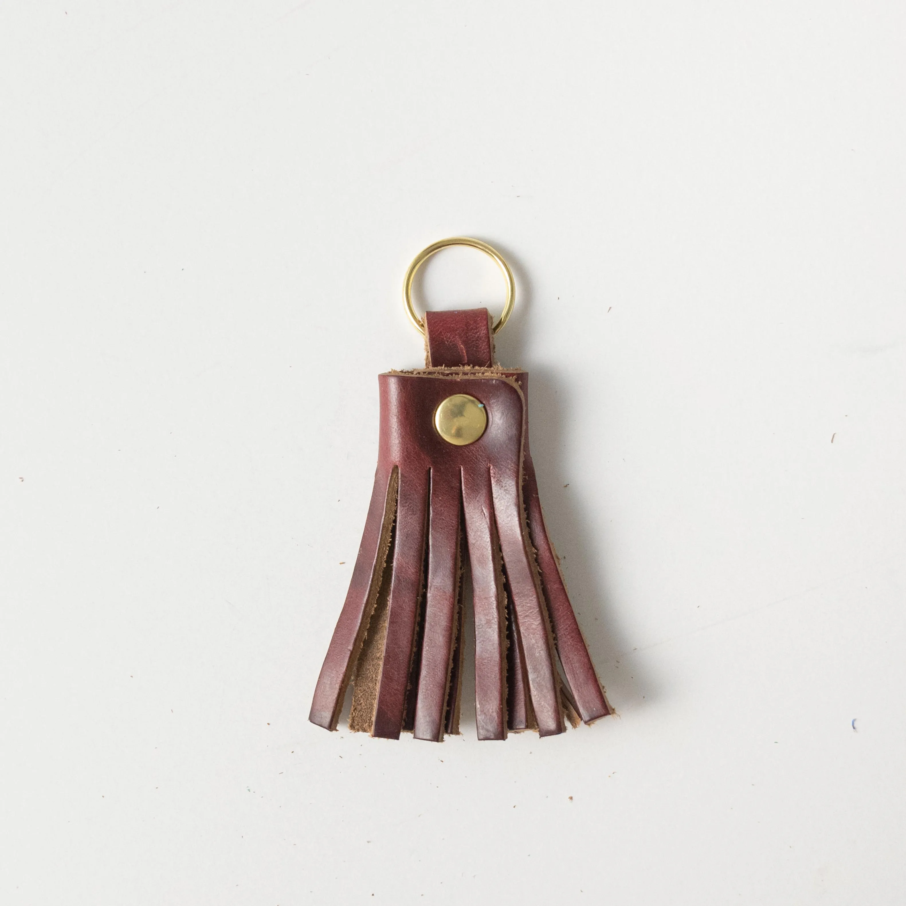 Burgundy Chromexcel Tassel Keychain