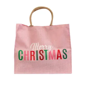 Carryall Gift Tote - Pink Merry Christmas