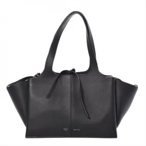 Celine Tri-Fold Baby Grained Calfskin Small Black Leather Tote