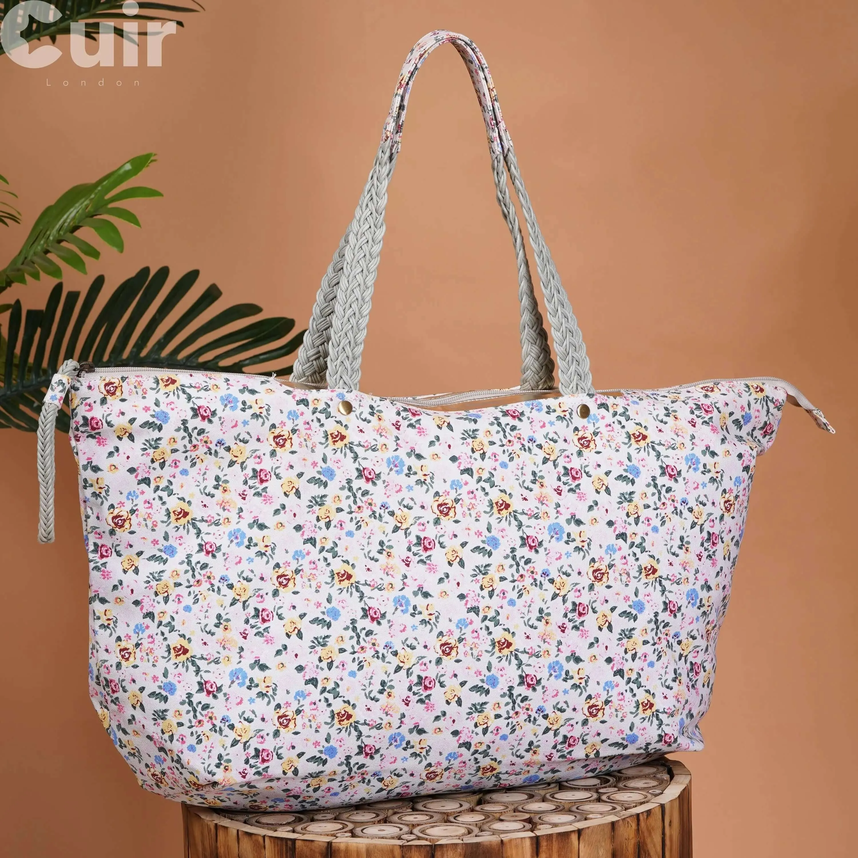 Chic Flower Printed Canvas Bag