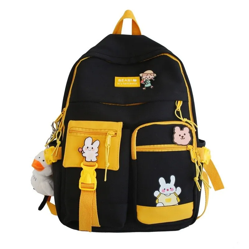 deanwangkt  Buckle Badge Women's Backpack Candy Color Fashion Cute Schoolbag Shoulder Student Bag Teenage Girl College School Backpacks