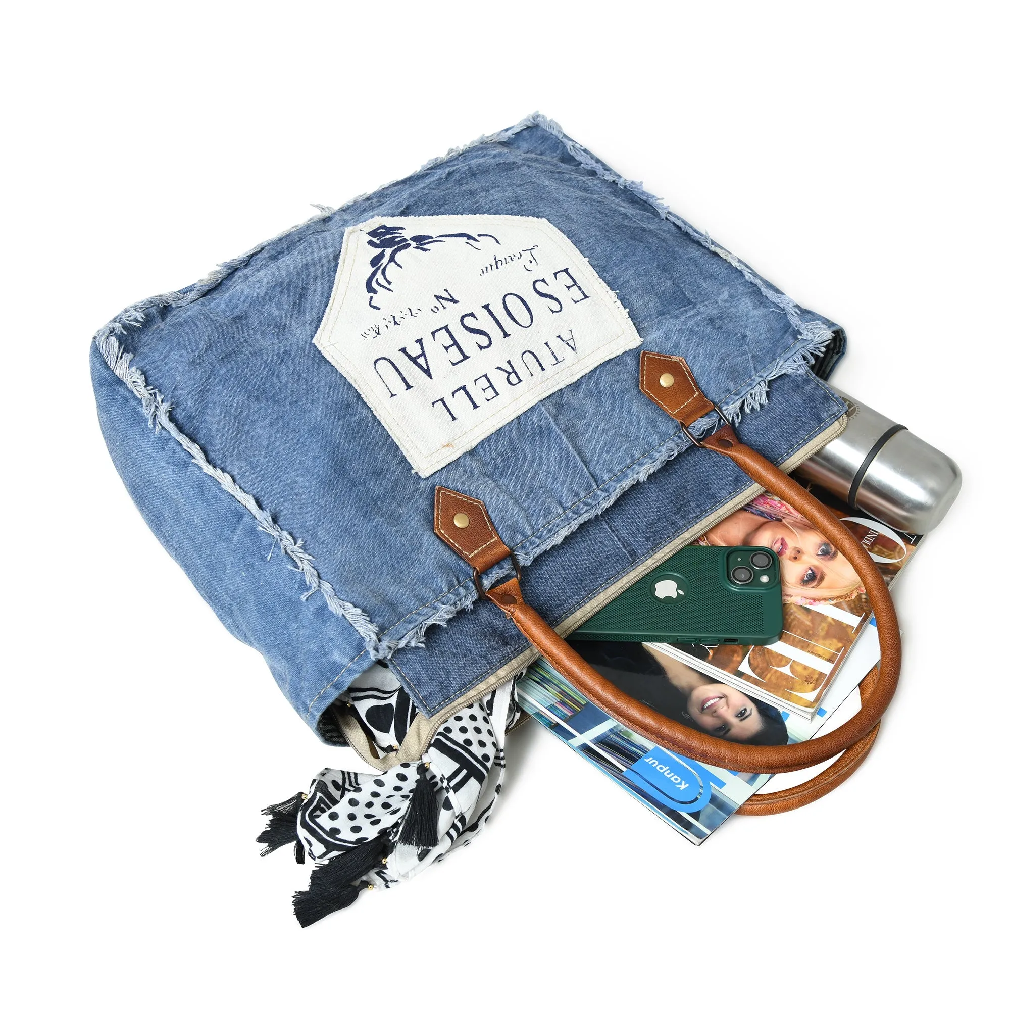 Denim Boho Chic Canvas Shoulder Bag