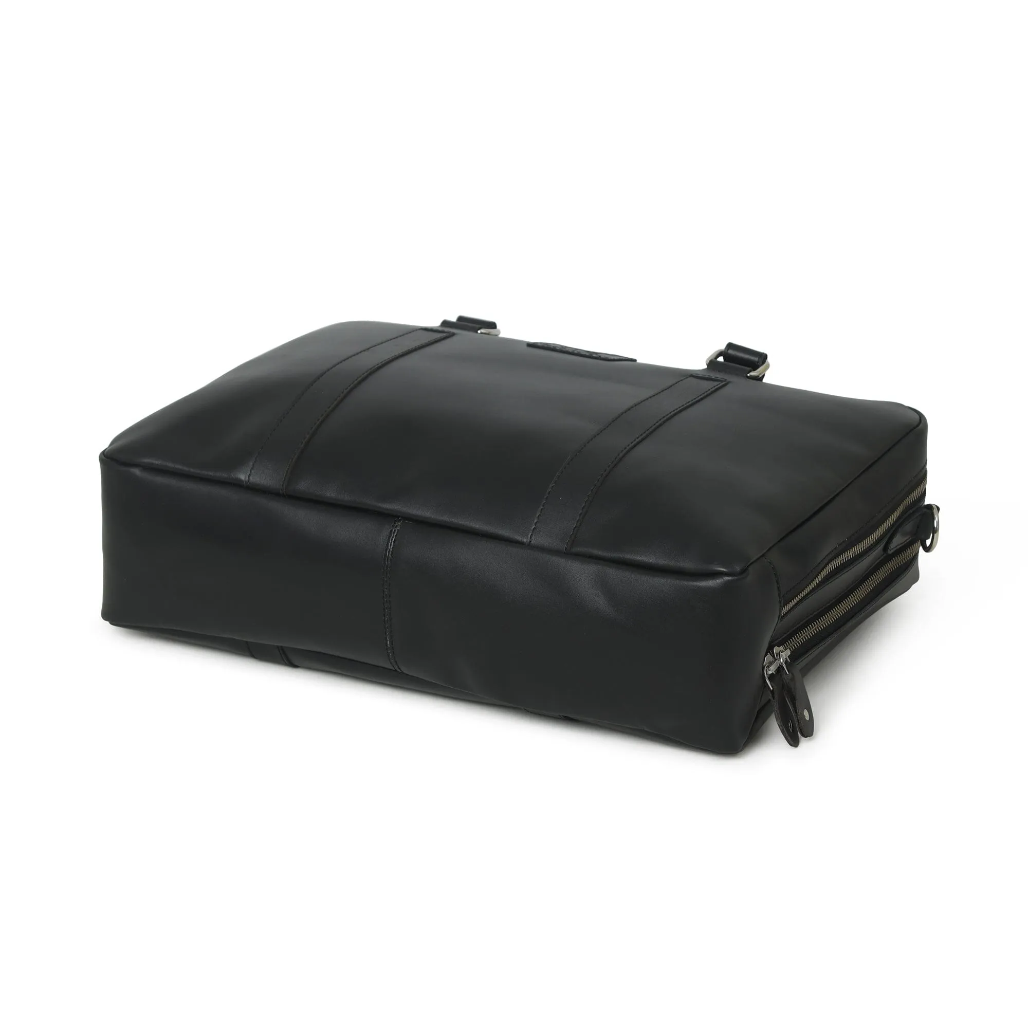 Dixon Black Buffalo Leather Laptop Briefcase