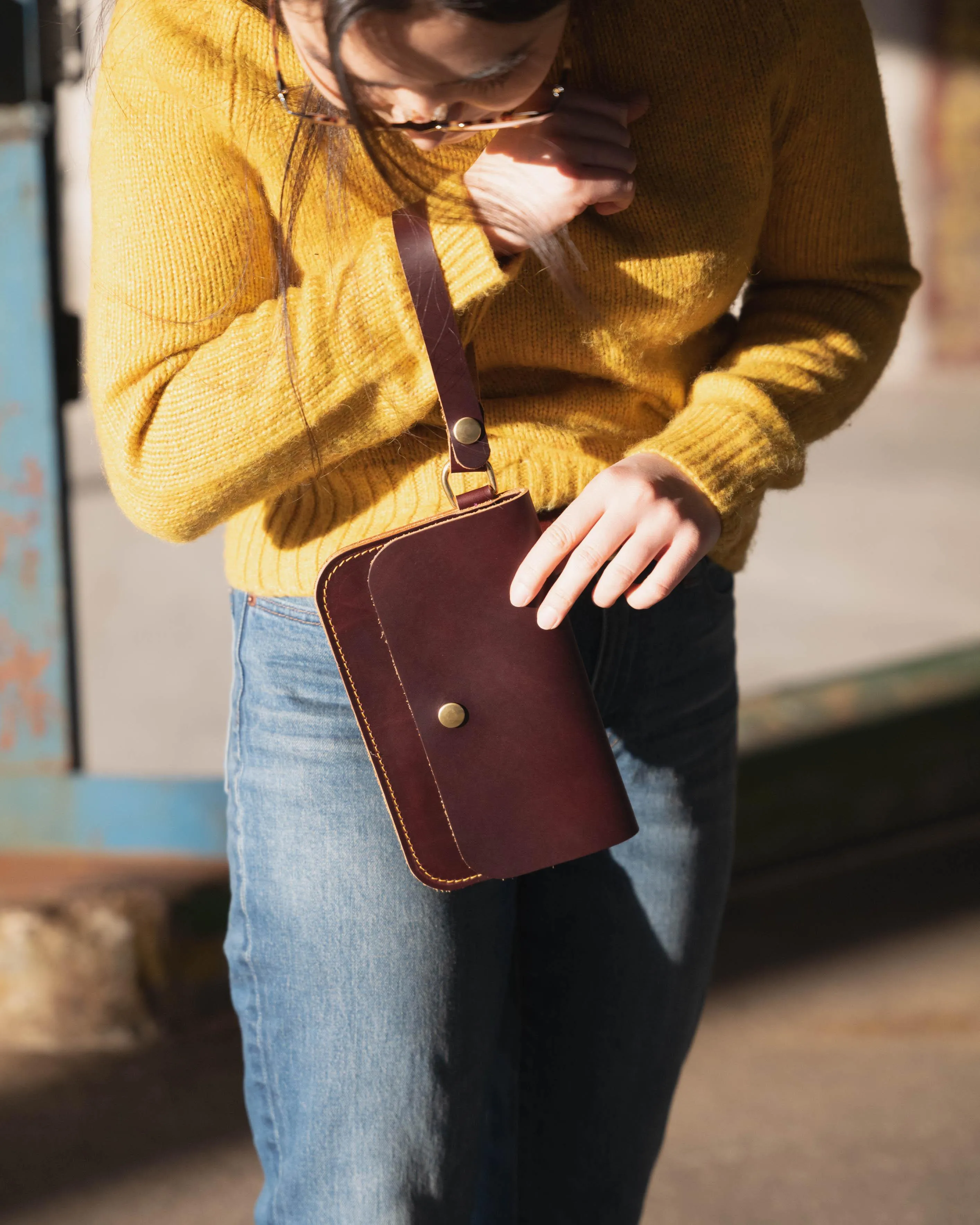 English Tan Wristlet Clutch