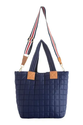 Ezra Quilted Tote - Navy