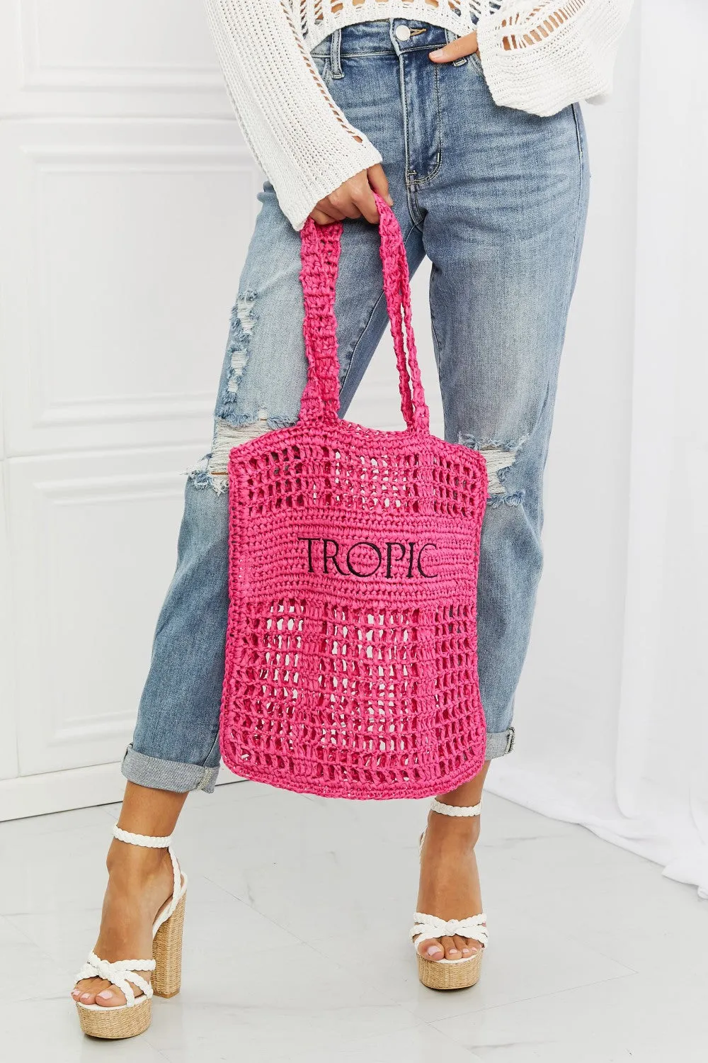 Fame Tropic Babe Straw Tote Bag