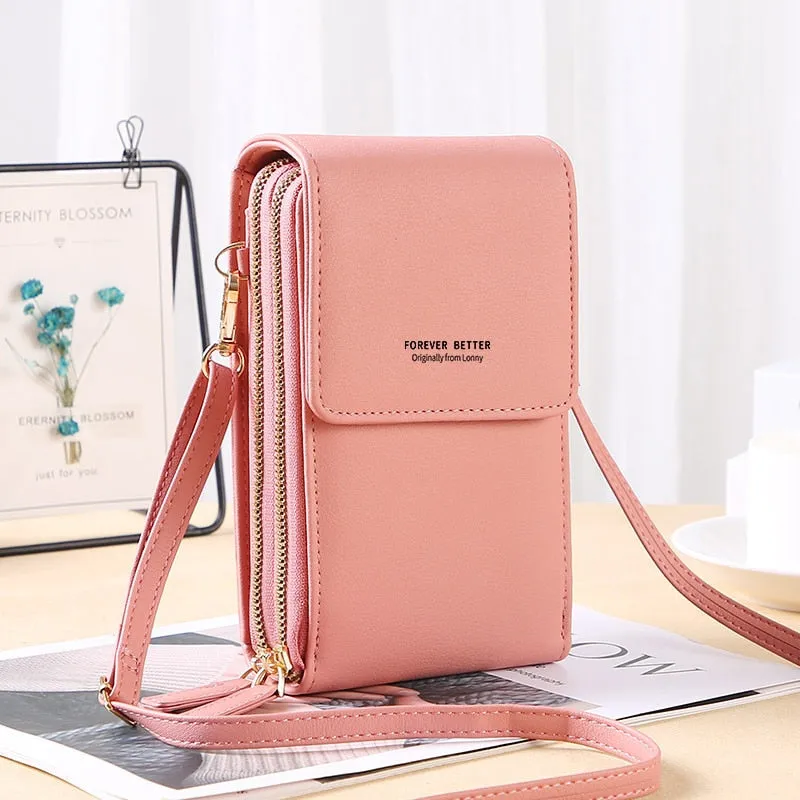 Geestock Women's Touch Screen Bag Cell Phone Shoulder Bags Soft Leather Wallet Purse of Woman Strap Handbag Female Crossbody Bag