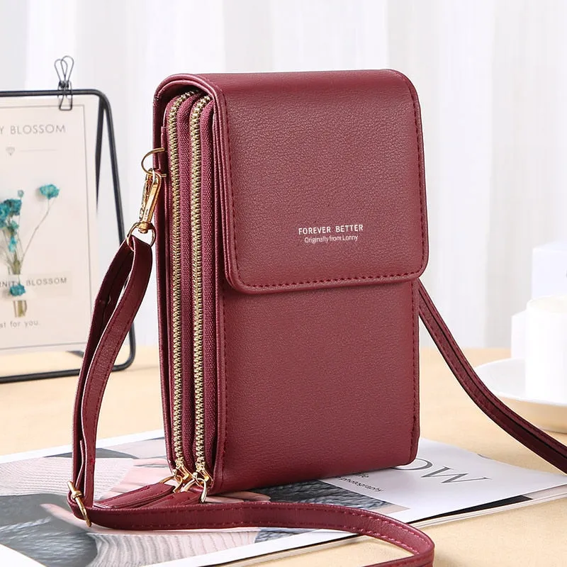 Geestock Women's Touch Screen Bag Cell Phone Shoulder Bags Soft Leather Wallet Purse of Woman Strap Handbag Female Crossbody Bag