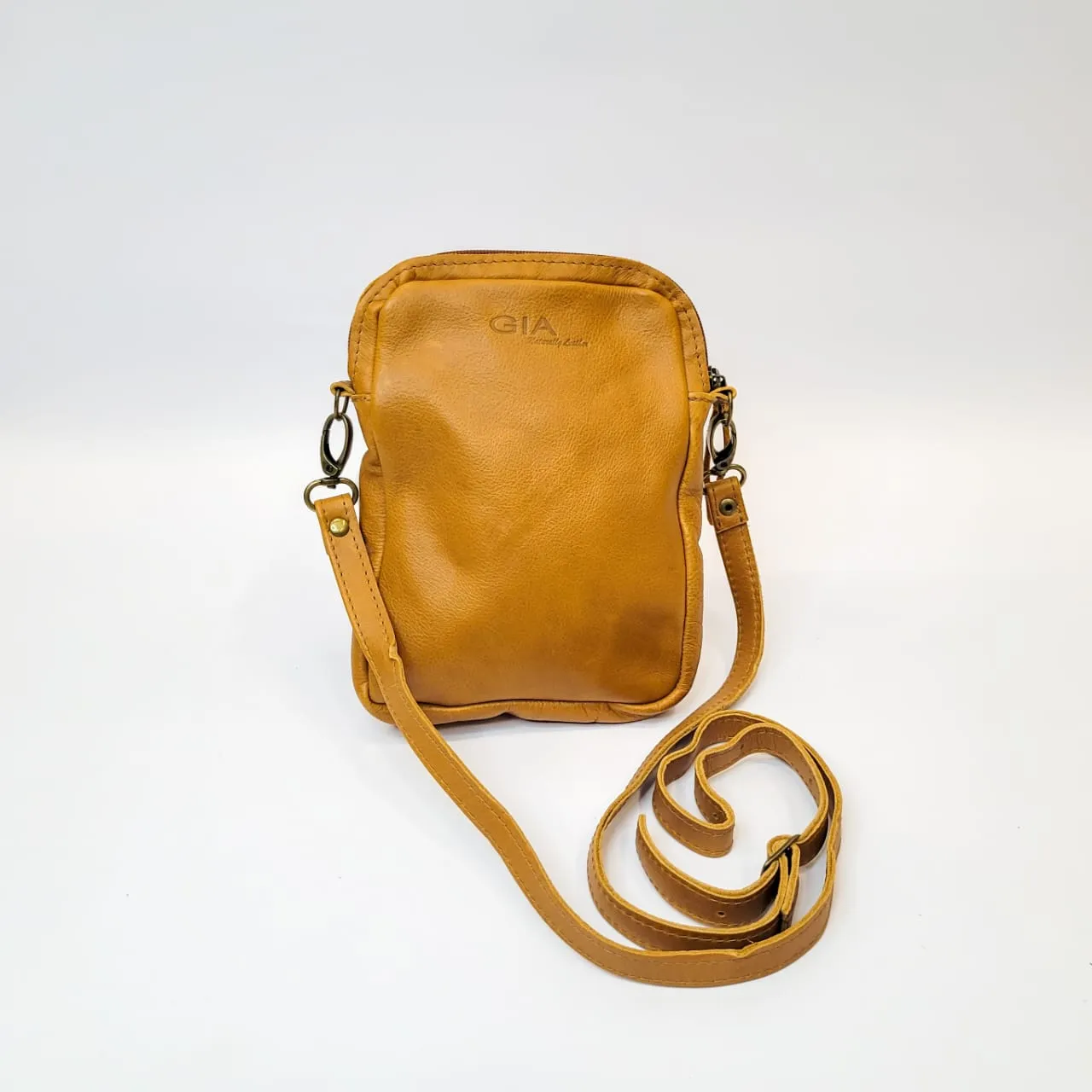 Gia leather mustard/tan crossbody bag