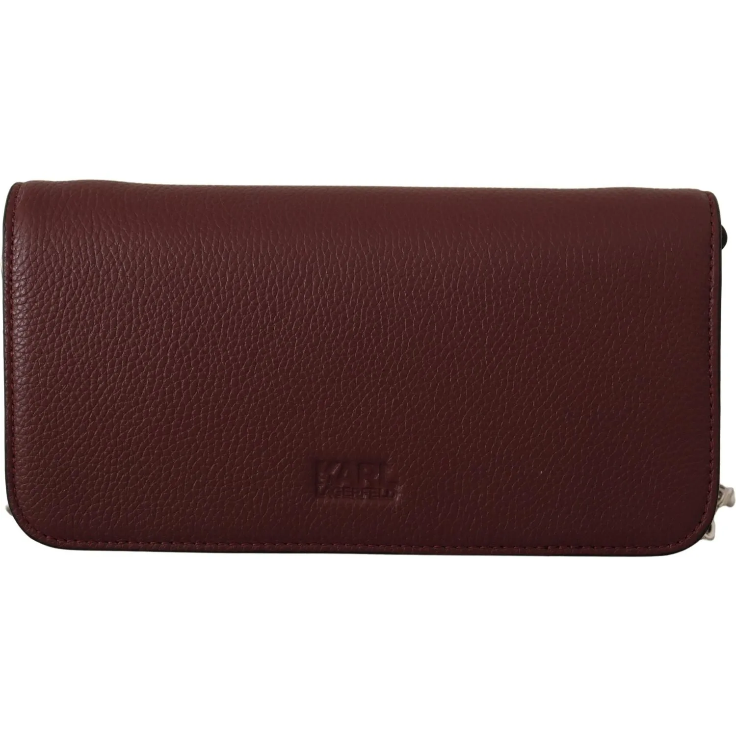 Karl Lagerfeld Elegant Wine Leather Evening Clutch