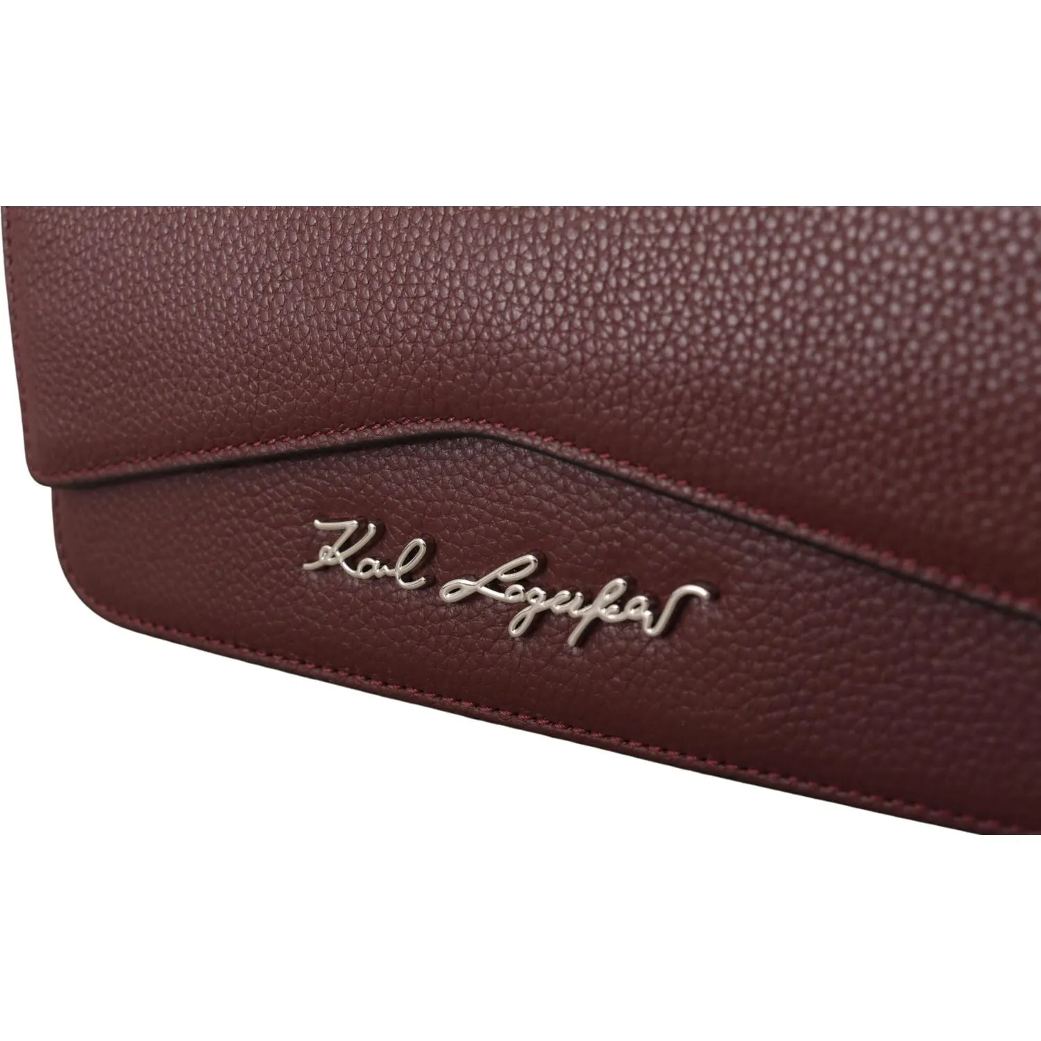 Karl Lagerfeld Elegant Wine Leather Evening Clutch