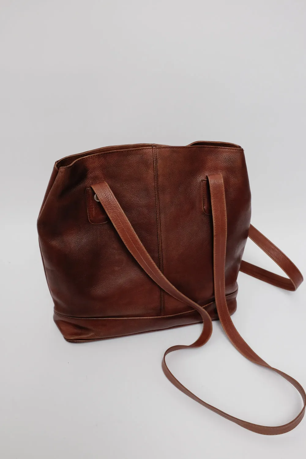 KENZO VINTAGE BROWN CROSSBODY LEATHER SHOPPER