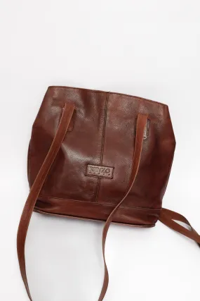 KENZO VINTAGE BROWN CROSSBODY LEATHER SHOPPER