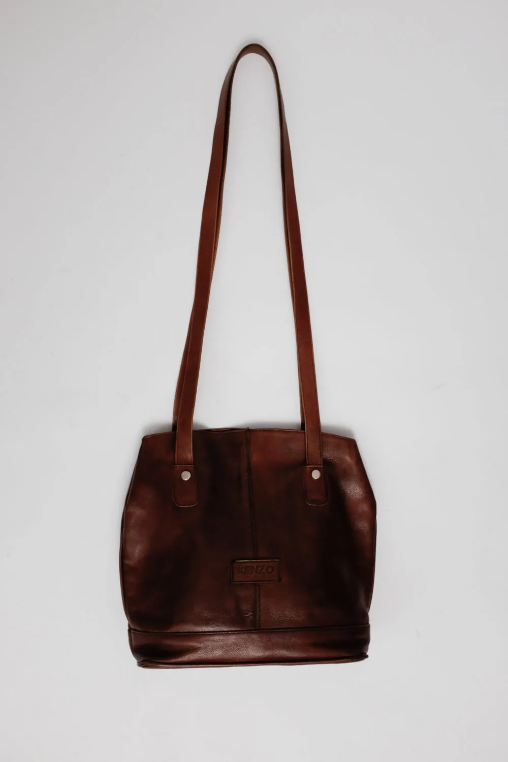 KENZO VINTAGE BROWN CROSSBODY LEATHER SHOPPER