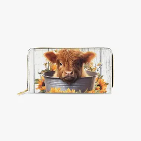 Long Type Zipper Purse - Highland Cow