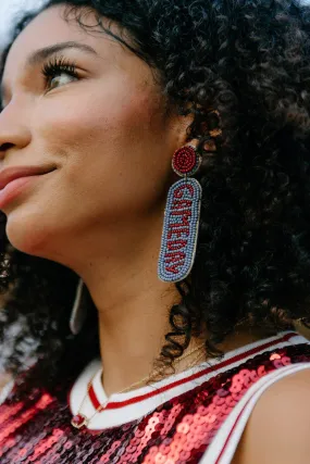 Maroon & Grey Beaded Gameday Earring