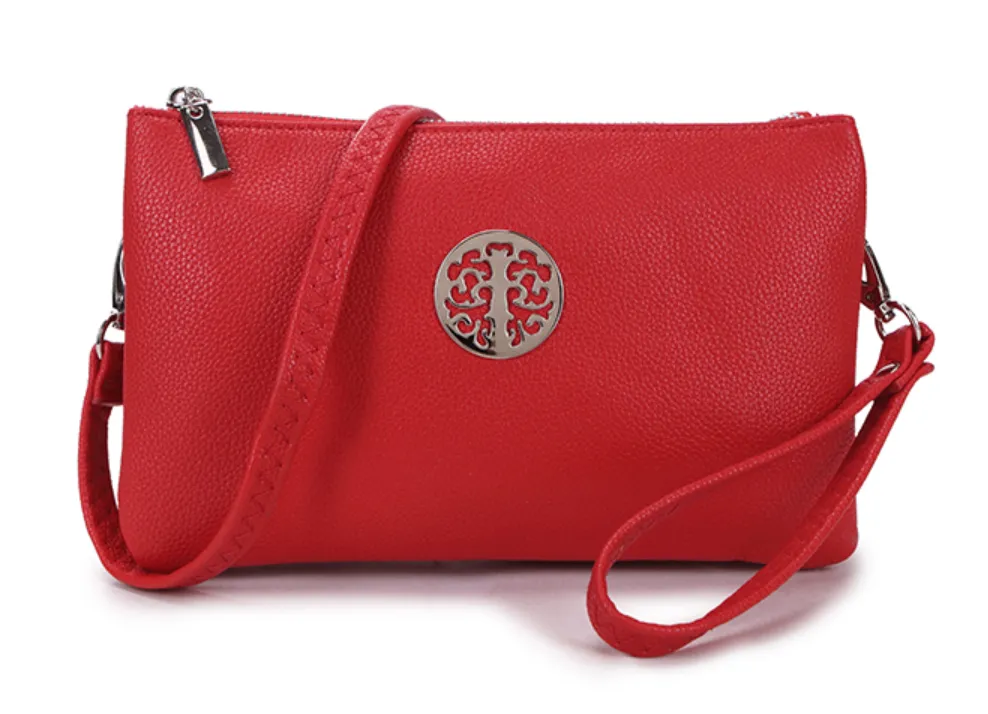 Medium Crossbody Bag With Wristlet Strap And Silver Tree Of Life Logo (Available in 21 Colours)