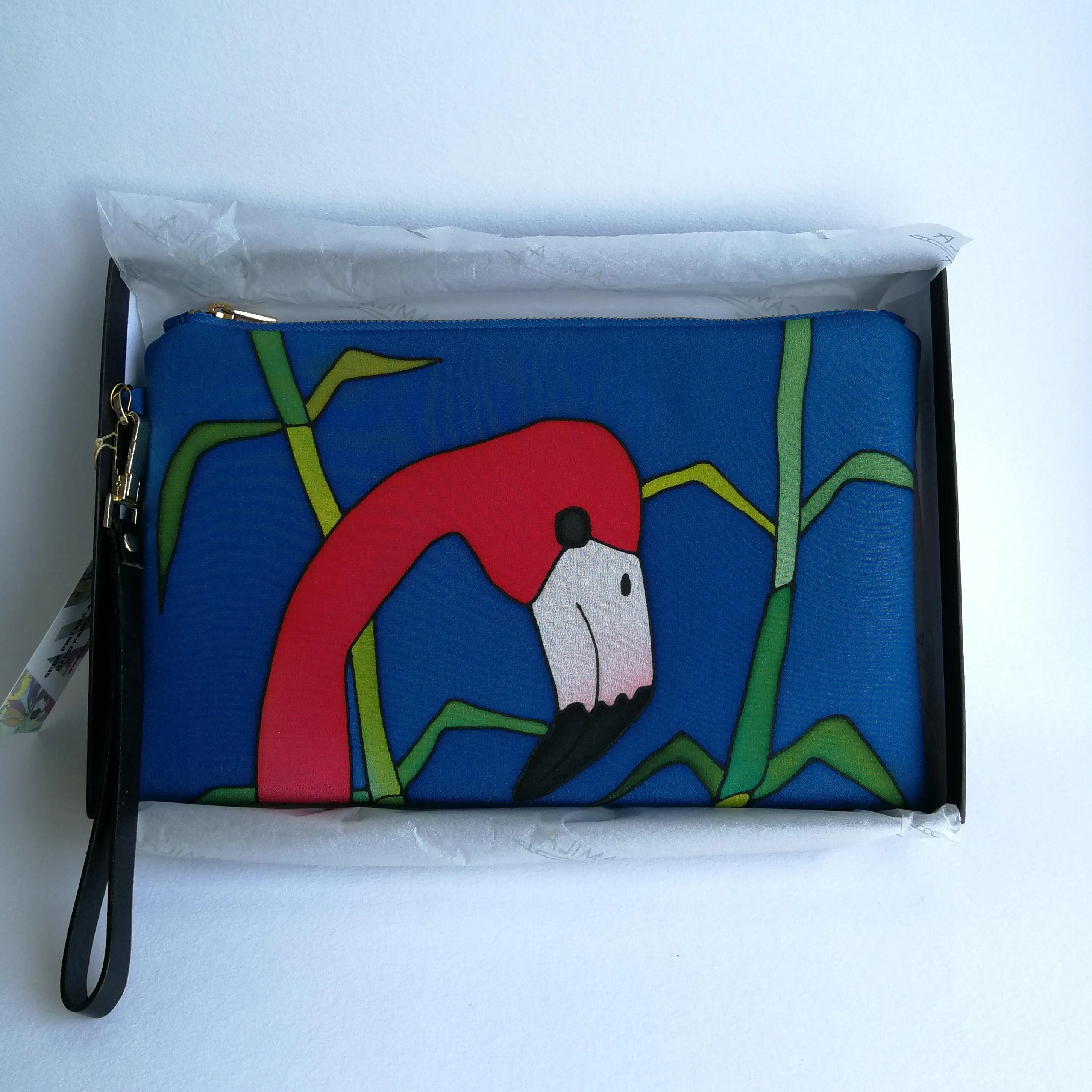 Silk Flamingo Clutch