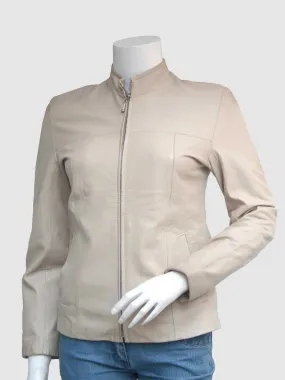 Slim Fit Cream Leather Jacket