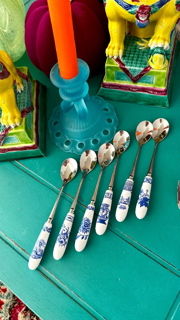 Spode set of 6 teaspoons, 6 pastry forks - Chinoiserie