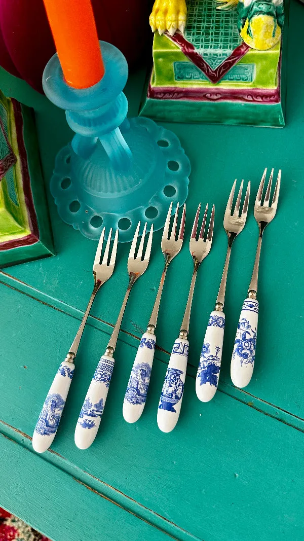 Spode set of 6 teaspoons, 6 pastry forks - Chinoiserie