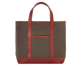 The Travis Tote Bag Cotton Twill: Scotch Green - Whiskey Embroidery