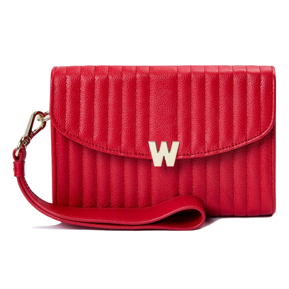 WOF Mimi Collection Leather Red Crossbody Bag with Wristlet