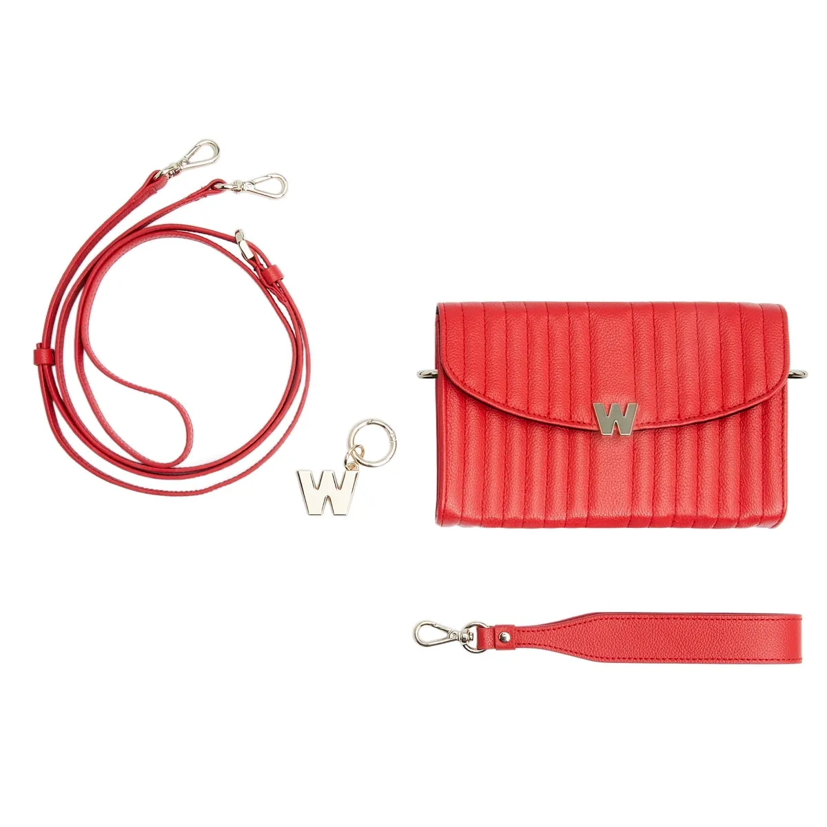 WOF Mimi Collection Leather Red Crossbody Bag with Wristlet